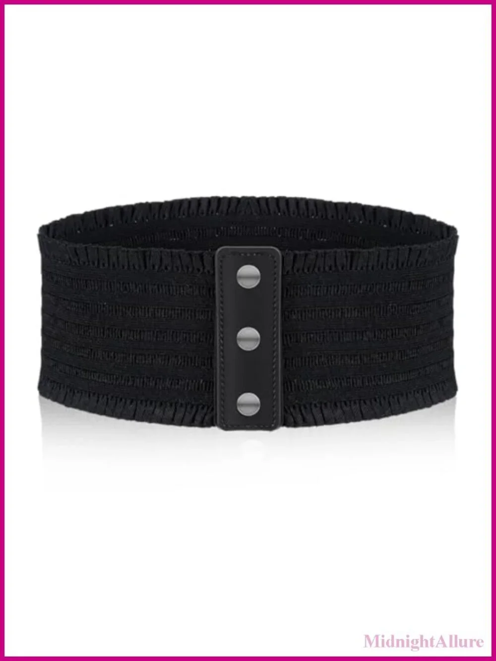 Wide Elastic Waist Belt for Women Lace Embellished Snap Fastener Dress Belt